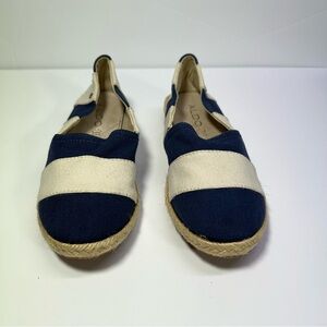 Aldo Navy Blue And Off White Espadrilles Women’s Size 7.5, Nautical, Beach, New
